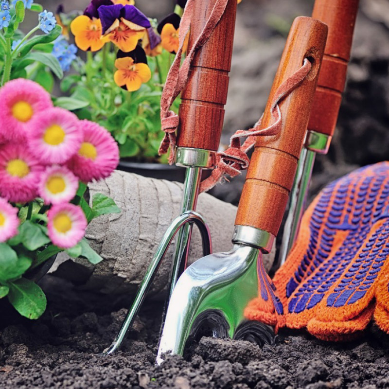 Gartengeräte in der Gartenabteilung